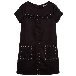 Girls Black Synthetic Suede Dress
