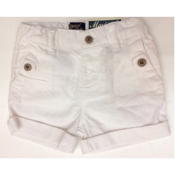 Linen Cuffed Shorts - White Linen Cuffed Shorts - White