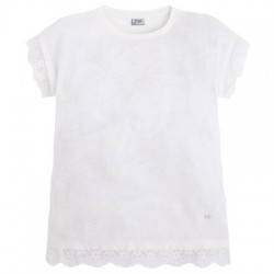 Super Soft Junior Girl Off White T-Shirt with Lace Super Soft Junior Girl Off White T-Shirt with Lace