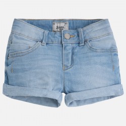 Girl Denim Shorts with Rolled Hem Girl Denim Shorts with Rolled Hem