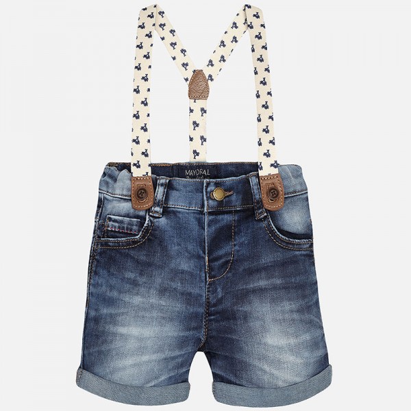 Baby Boy Denim Shorts with Suspenders