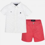 Baby Boys White Shirt and Red Shorts Set