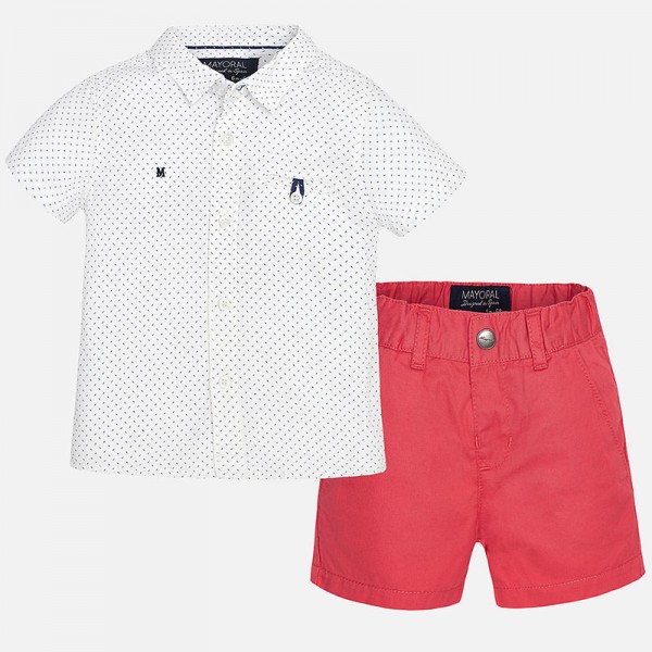 Baby Boys White Shirt and Red Shorts Set