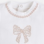 Baby Girl Skirted Onesie with Embroidered Bow