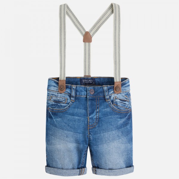 Boy Denim Shorts with Suspenders