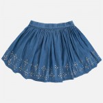 Girl Denim Style Short Skirt with Rivets