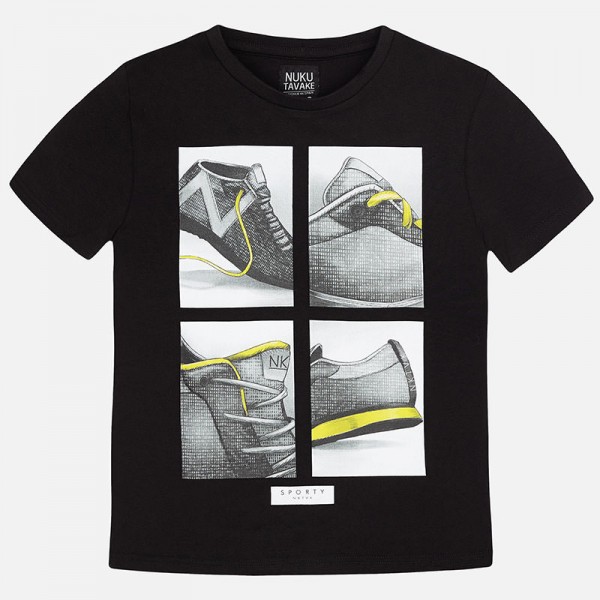 Nukutavake Boys Black Trainers Print T-Shirt