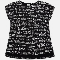 Girls Black Text Print T-Shirt (Well, Hello!)  Girls Black Text Print T-Shirt (Well, Hello!)