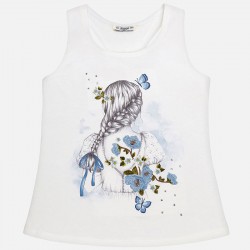 Girls Ivory Viscose Jersey T-Shirt Girls Ivory Viscose Jersey T-Shirt
