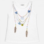 Girl Tank Top with Embroidered Neckless Appliqué