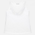 Girl Tank Top with Embroidered Neckless Appliqué