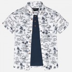 Nukutavake Tropical Print Shirt and Henley Mock Layer Top 