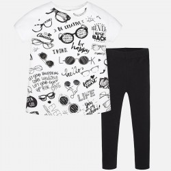 Girl Leggings and Short Sleeve T-shirt Glasses Print Girl Leggings and Short Sleeve T-shirt Glasses Print