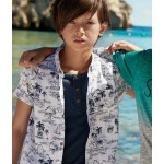 Nukutavake Tropical Print Shirt and Henley Mock Layer Top 