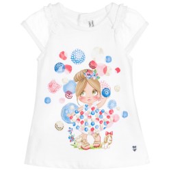 Baby Girl Ivory Dress with Girl Print  Baby Girl Ivory Dress with Girl Print