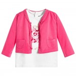 Baby girl short sleeve print t-shirt and cardigan