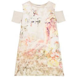 Girl Beige Printed Dress Girl Beige Printed Dress