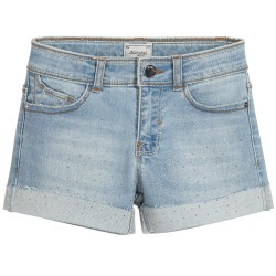 Girls Denim Shorts with Silver Gems Girls Denim Shorts with Silver Gems