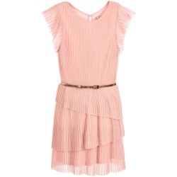 Pink Lurex Pleated Dress with Belt | Mayoral Chic  Pink Lurex Pleated Dress with Belt | Mayoral Chic