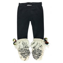 Flower Jacquard Scrunchy Leggings with Pom Pom *(no fringe)