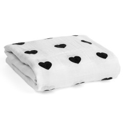 Organic Cotton Muslin Swaddle Blanket - Heart