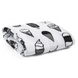Organic Cotton Muslin Swaddle Blanket - Ice Cream Love