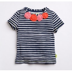 Whitney Floral Tee - Navy Stripe