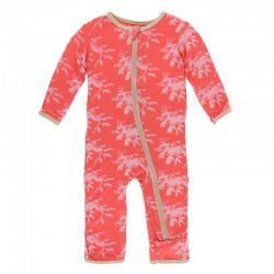 Print Coverall with Zipper in English Rose Leafy Sea Dragon Print Coverall with Zipper in English Rose Leafy Sea Dragon