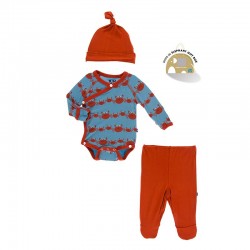 Kimono Newborn Gift Set with Elephant Box in Blue Moon Crab Family