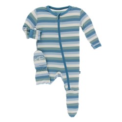 Print Footie with Zipper in Oceanography Stripe 