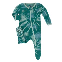 Print Footie with Zipper in Ivy Sea Garden