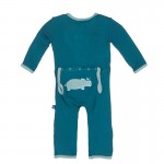 Applique Coverall in Oasis Hippo Applique Coverall in Oasis Hippo
