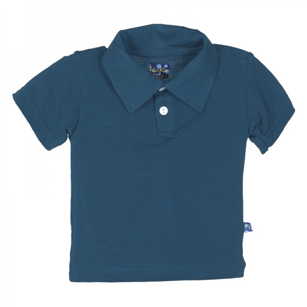 Solid Short Sleeve Polo in Peacock