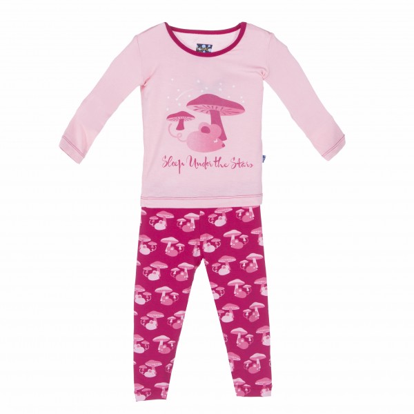 Print Long Sleeve Pajama Set in Rhododendron Field Mouse