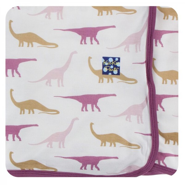 Print Swaddling Blanket in Natural Sauropods