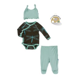 Ruffle Kimono Newborn Gift Set with Elephant Gift Box in Giant Dragonfly