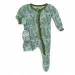 Print Muffin Ruffle Footie with Zipper in Shore Ferns 