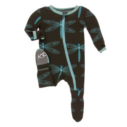 Print Footie with Zipper in Giant Dragonfly