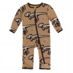 Print Coverall with Zipper in Tannin T-Rex