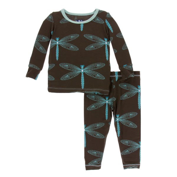 Print Long Sleeve Pajama Set in Giant Dragonfly 