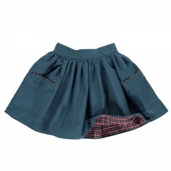 SIMONE REVERSIBLE SKIRT- BLUE COATED COTTON 