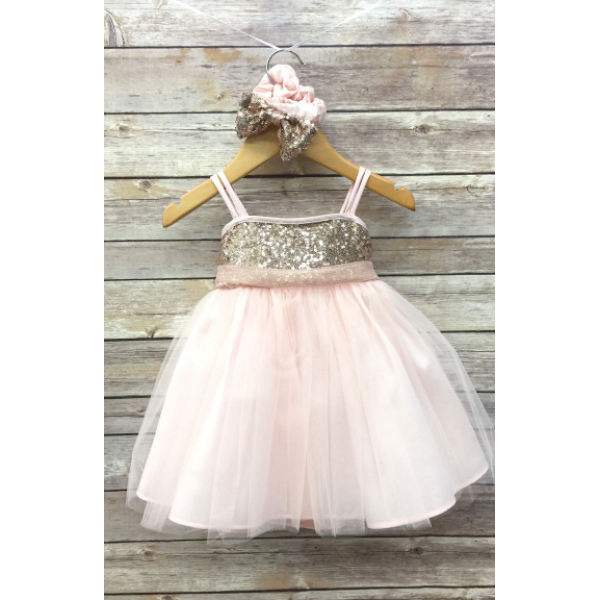 SEQUIN TOP DRESS W/ TULLE