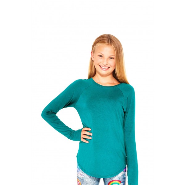 Girls Teal Long Sleeve Baseball