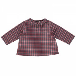 Alexandre Button Top - Blue & Red Checker