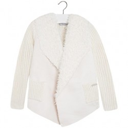 KNIT AND FAUX SUEDE CARDIGAN