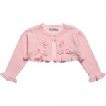 PINK KNITTED COTTON BABY BOLERO CARDIGAN 