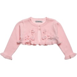 PINK KNITTED COTTON BABY BOLERO CARDIGAN 