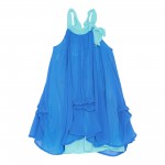 Girls Meet World Chiffon Dress with Shirring - Blue