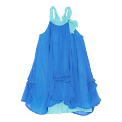 Girls Meet World Chiffon Dress with Shirring - Blue
