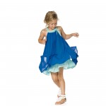 Girls Meet World Chiffon Dress with Shirring - Blue